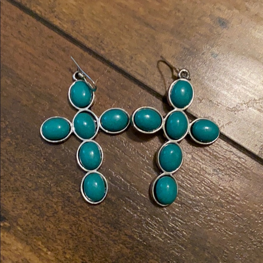 Turquoise cross earrings